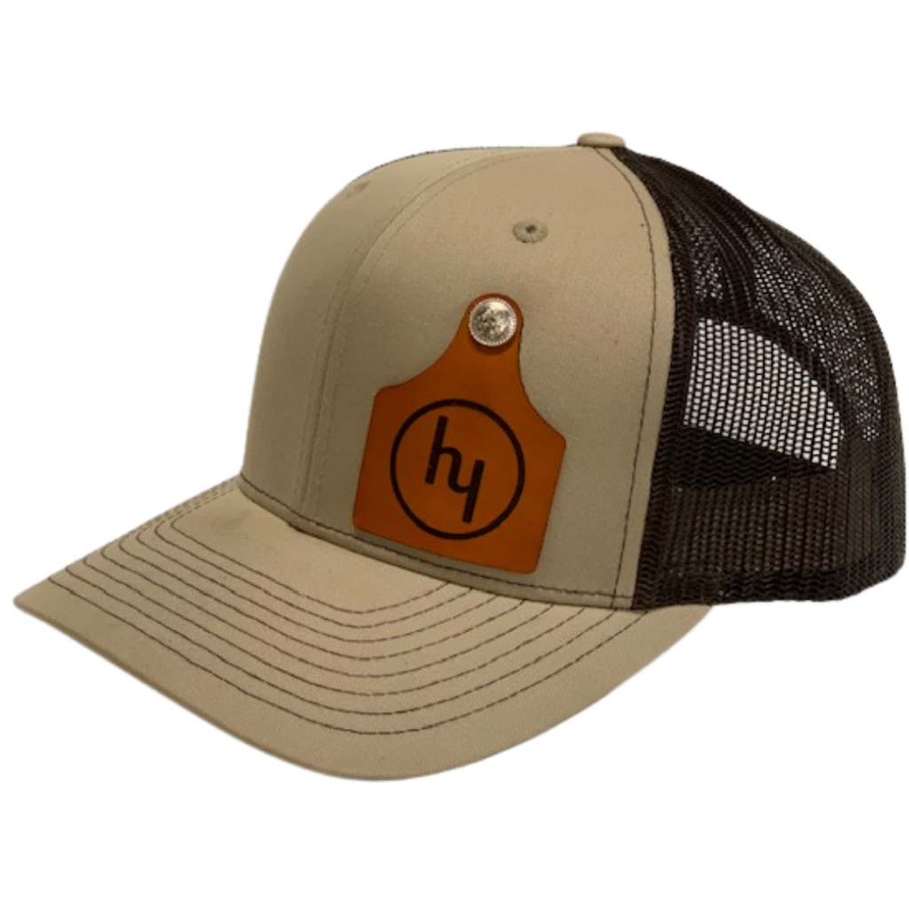 Custom Logo Cow Tag Leather Patch Hat | Authentic 100% Full Grain Genuine Leather | Custom Text or Logo Cow Tag Leather Patch